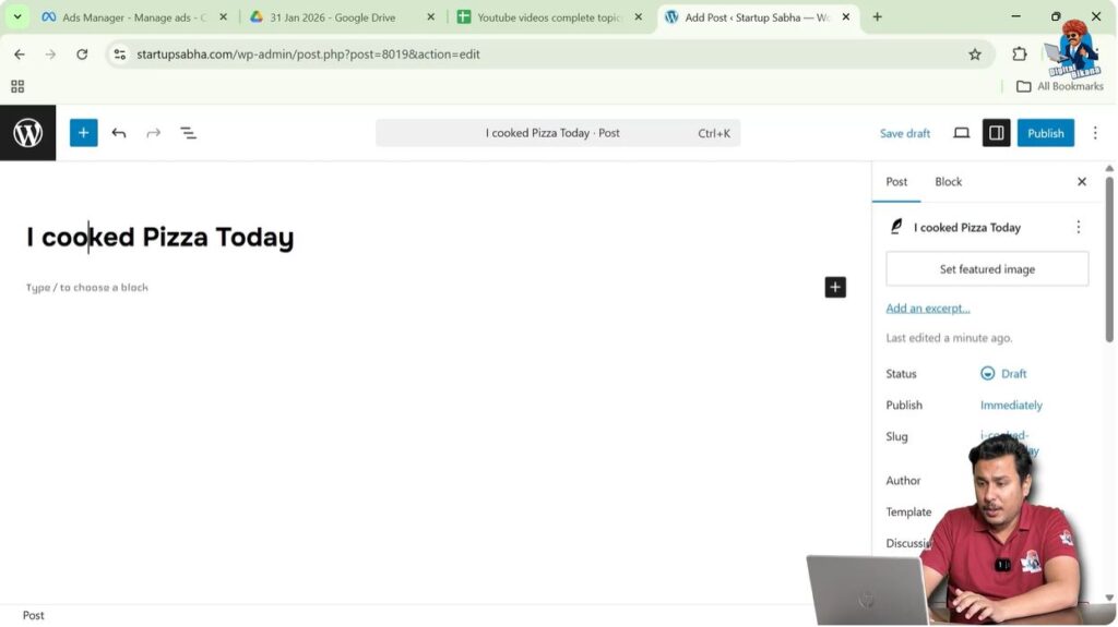 Example of poorly written blog title without keyword research in WordPress