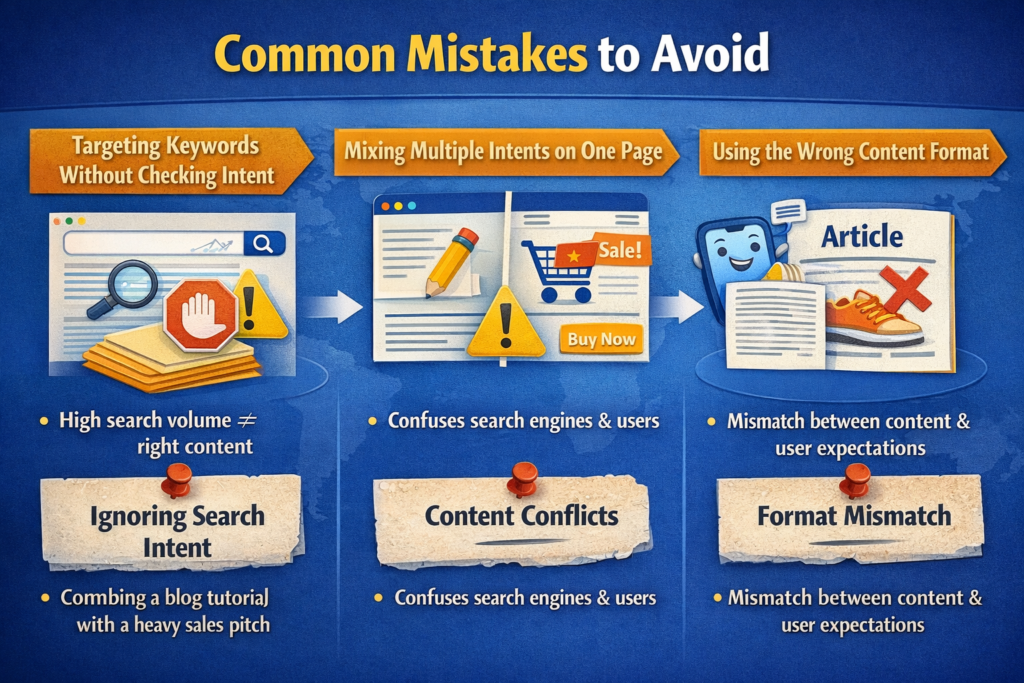 SEO mistake illustration showing wrong content format for intent