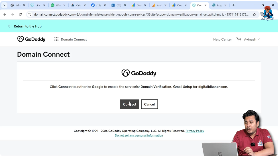 Authorizing domain connection for Google Search Console verification
