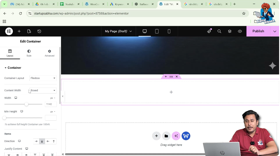 Container Settings in Elementor