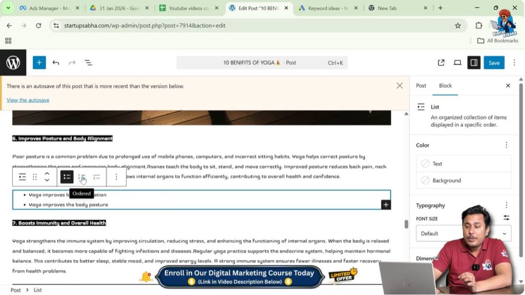 Convert to Ordered List
