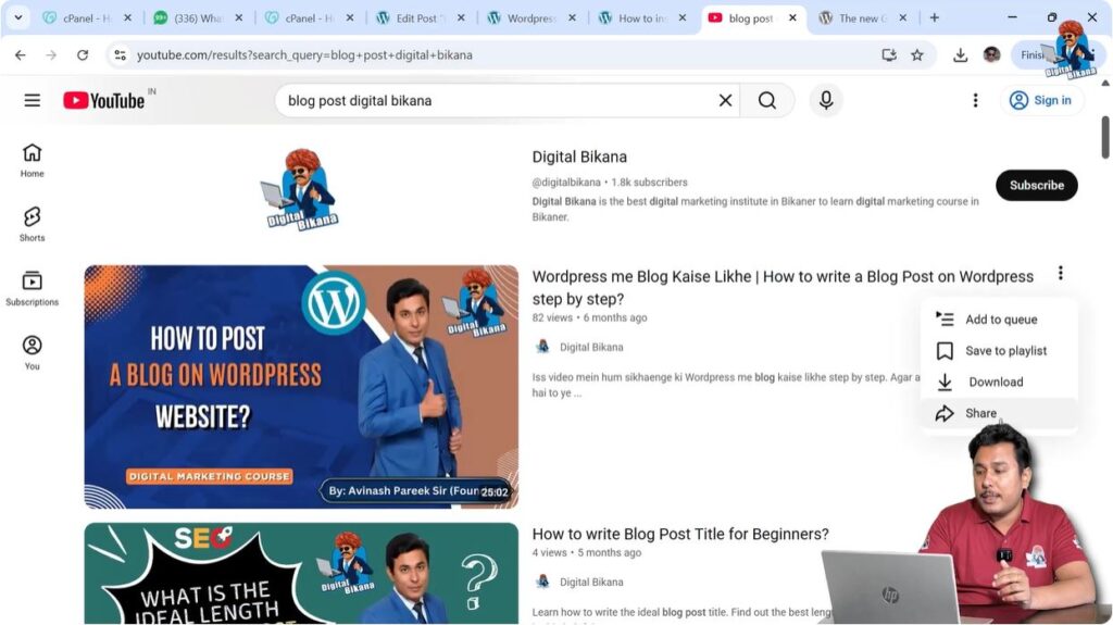 Copying YouTube video link from browser address bar