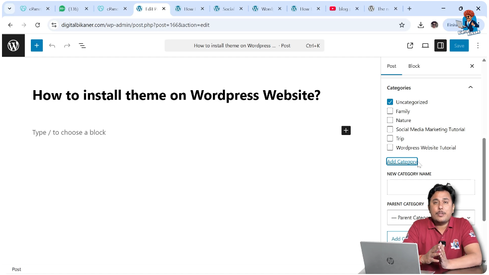 Create Category from Post Editor