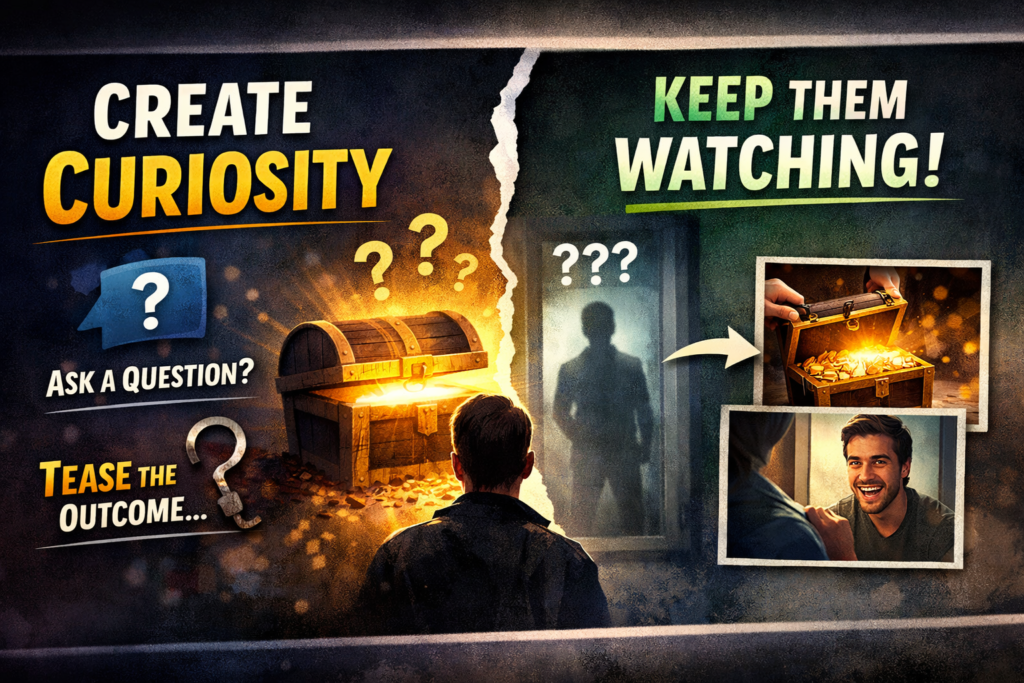 Instagram reel hook creating curiosity and encouraging viewers to watch till end