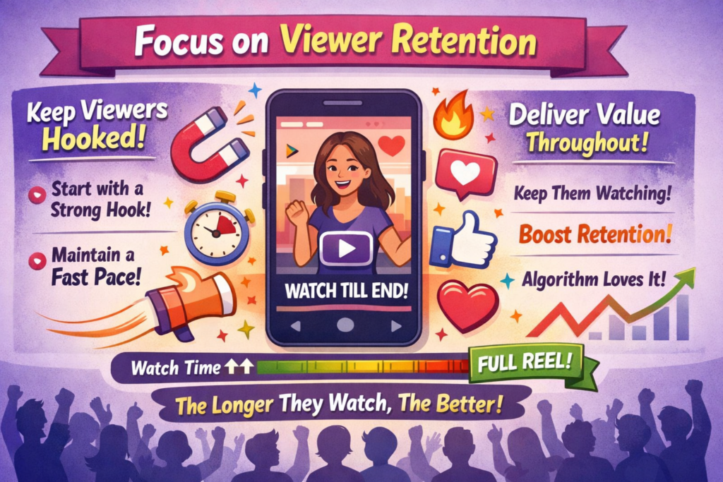 user watching Instagram reel fully demonstrating high viewer retention and engagement