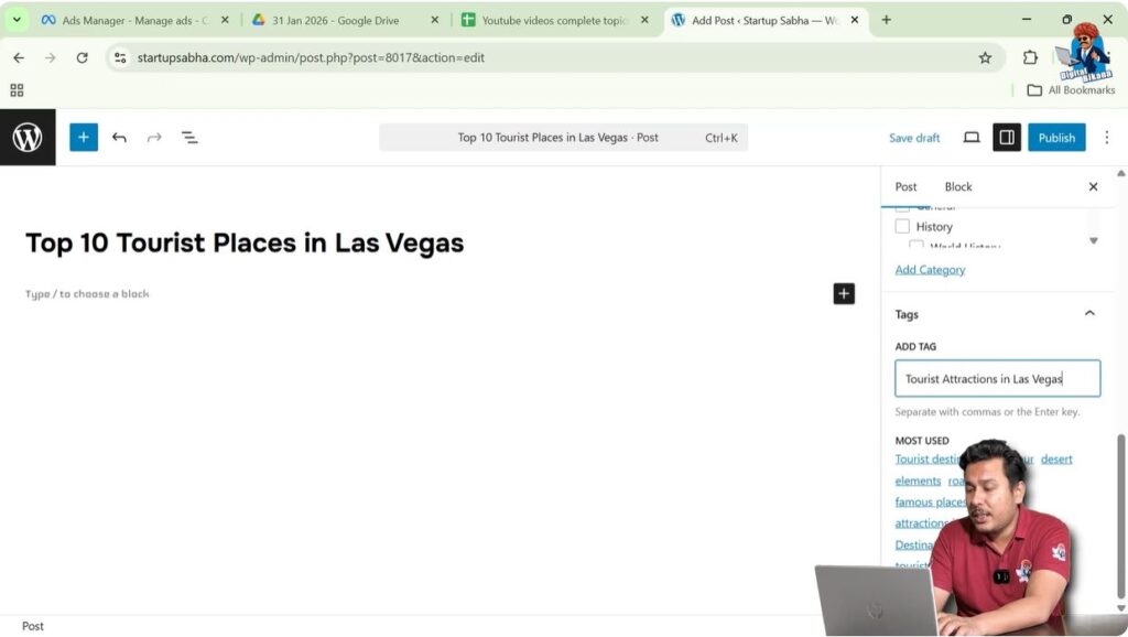 Creating new tags inside WordPress post editor