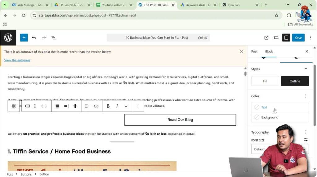 Customizing WordPress button text color background color and padding