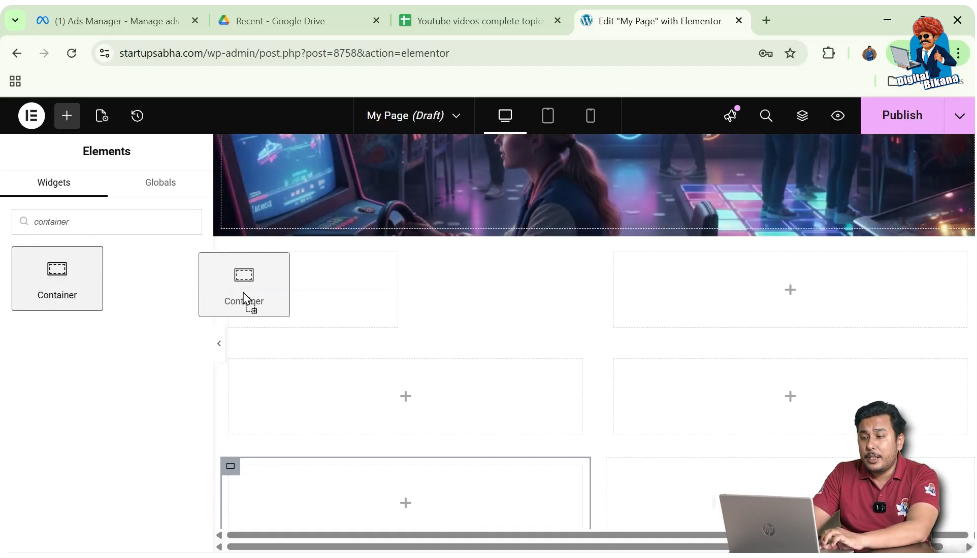 Drag and Drop the Container