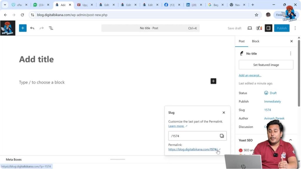 Editing blog post slug or permalink in WordPress editor