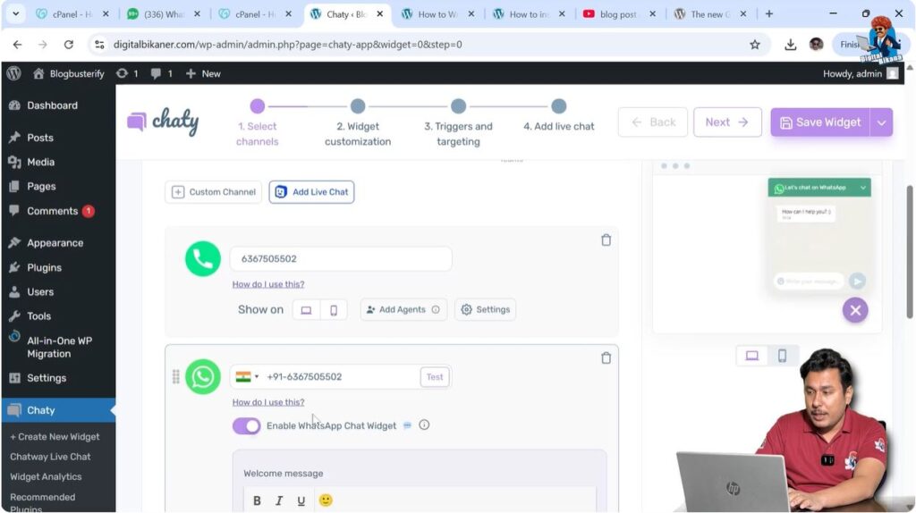 Enabling WhatsApp Chat