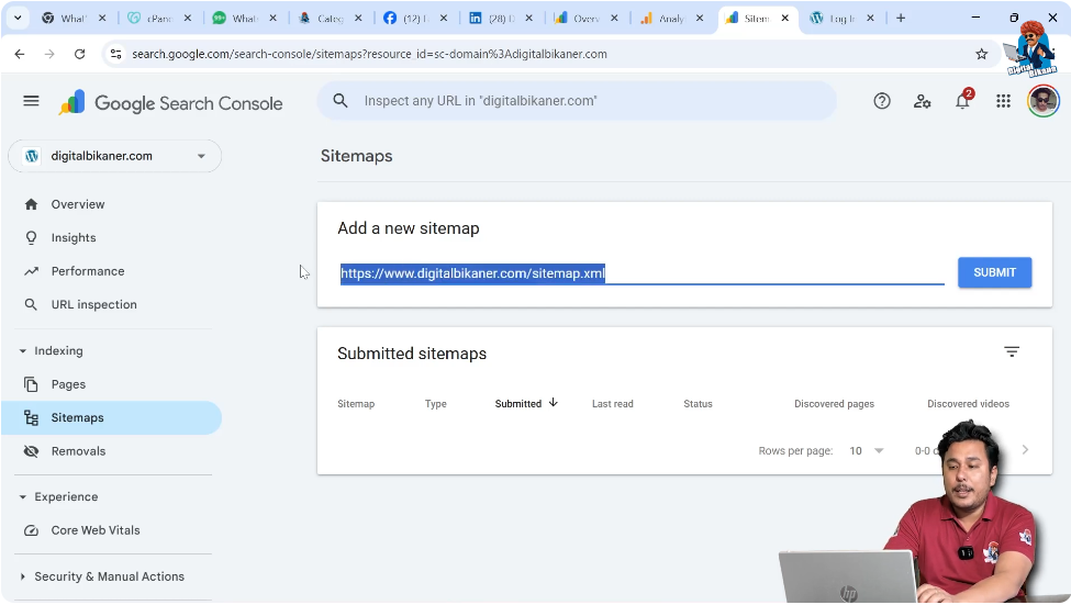 Entering the New Sitemap URL