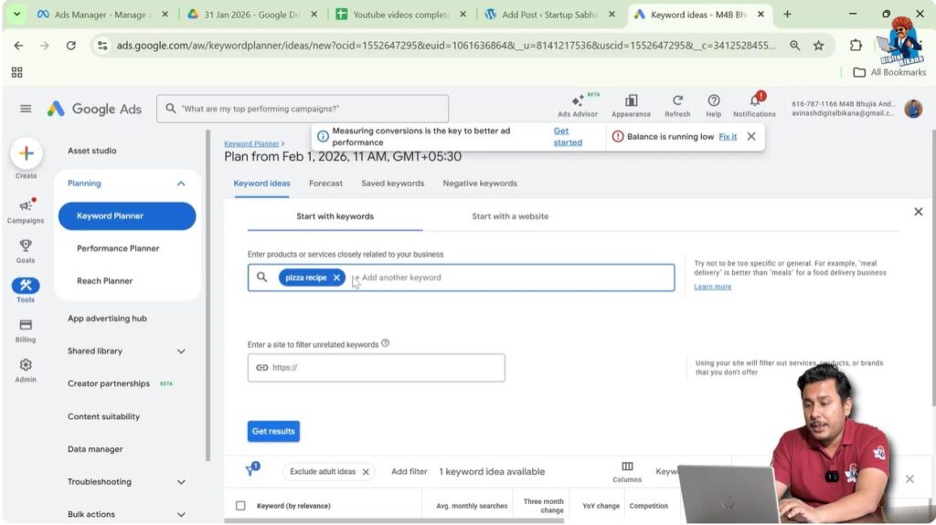 High search volume keyword example in Google Ads Keyword Planner
