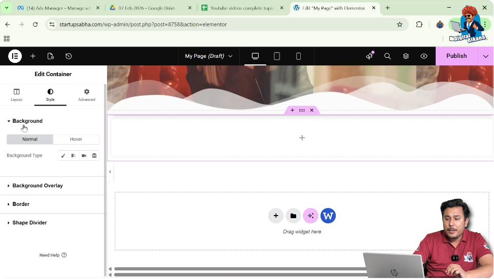 Go to Background Settings