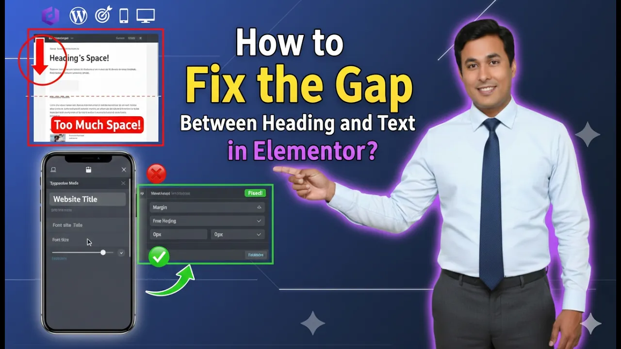 How to Fix the Gap Between Heading and Text in Elementor?
