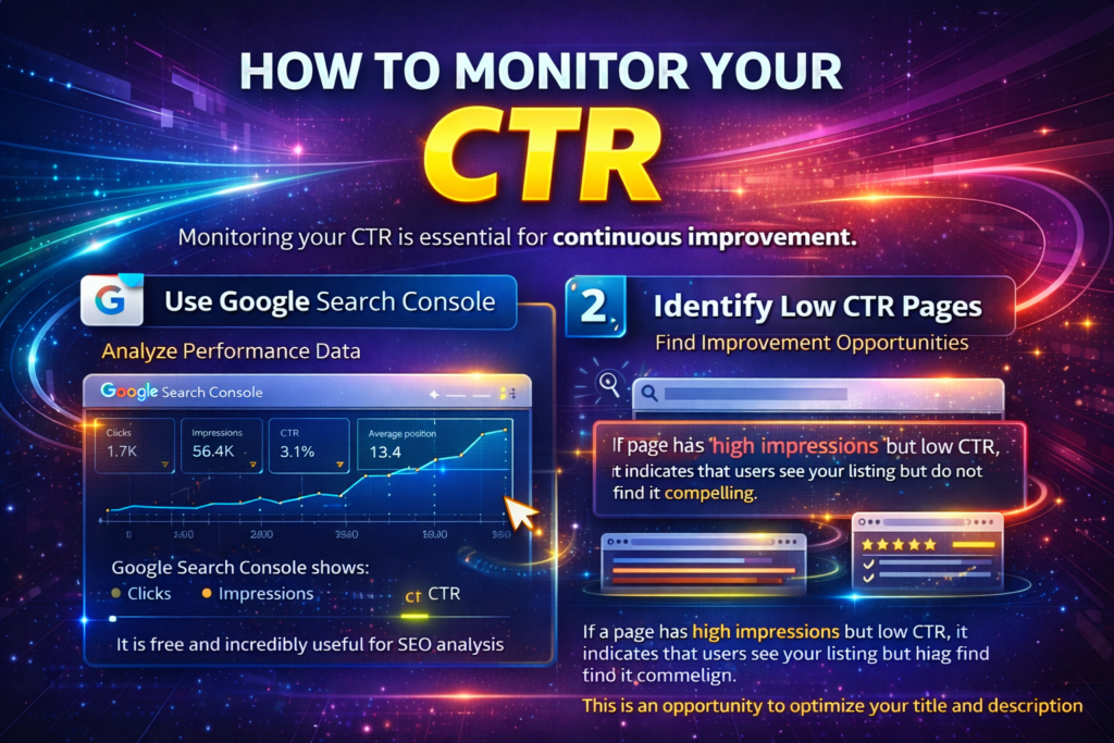 Google Search Console performance report showing CTR data
