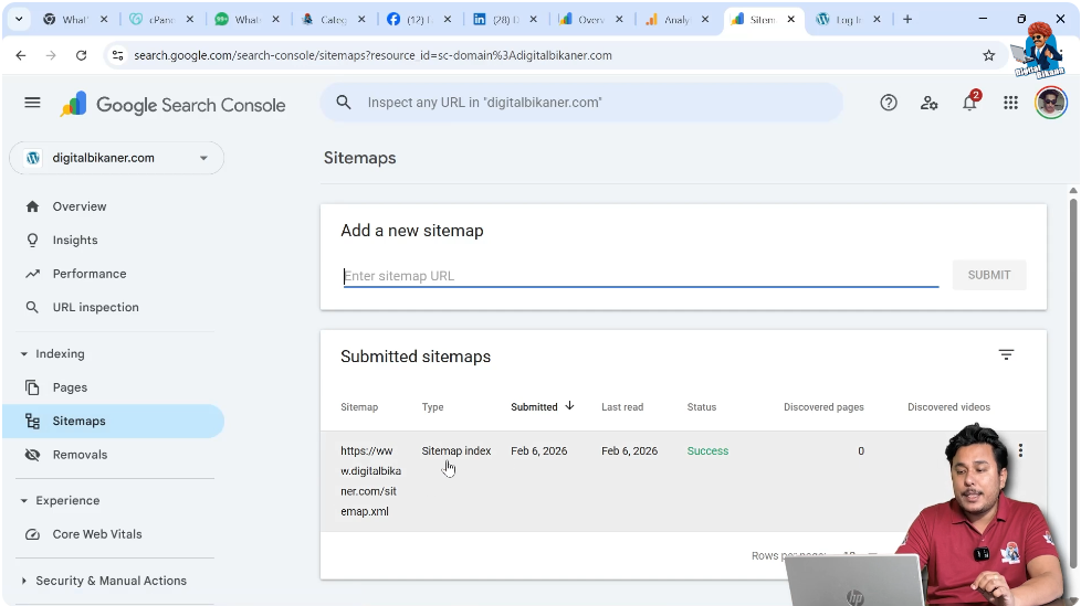 Previously submitted sitemap list in Search Console