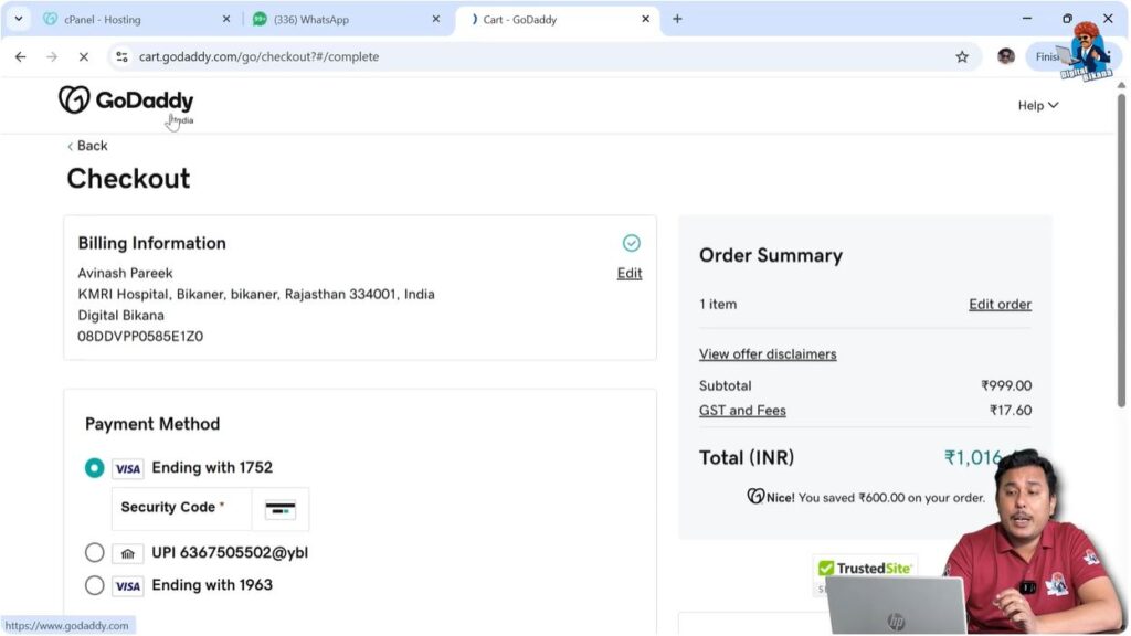 Make Payment and Buy Domain