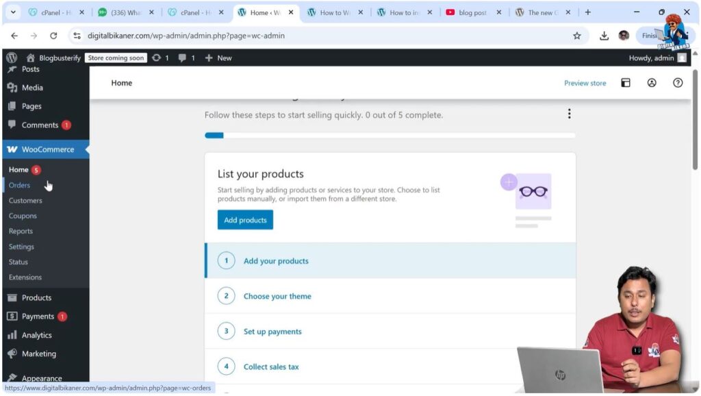 WooCommerce orders and customers management dashboard screen