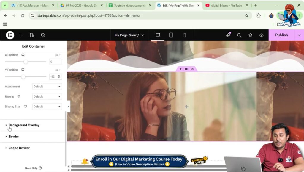 Open Background Overlay Settings