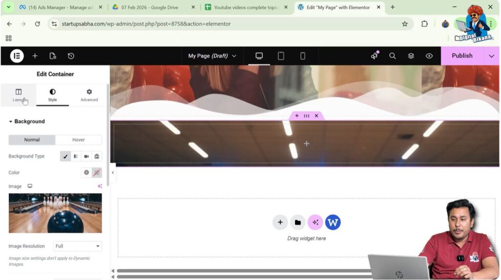 Open Layout Settings