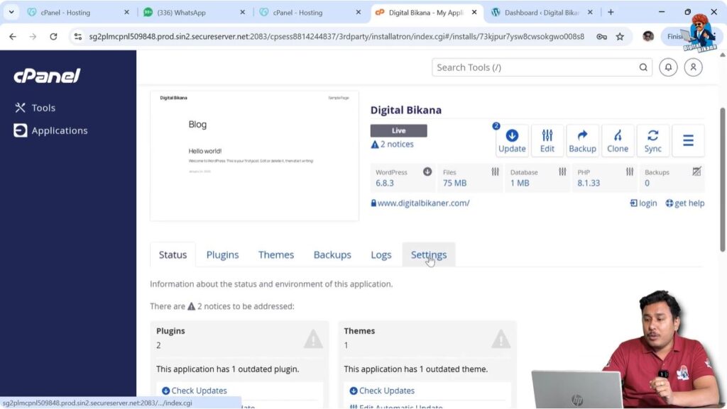 Open the Settings Section