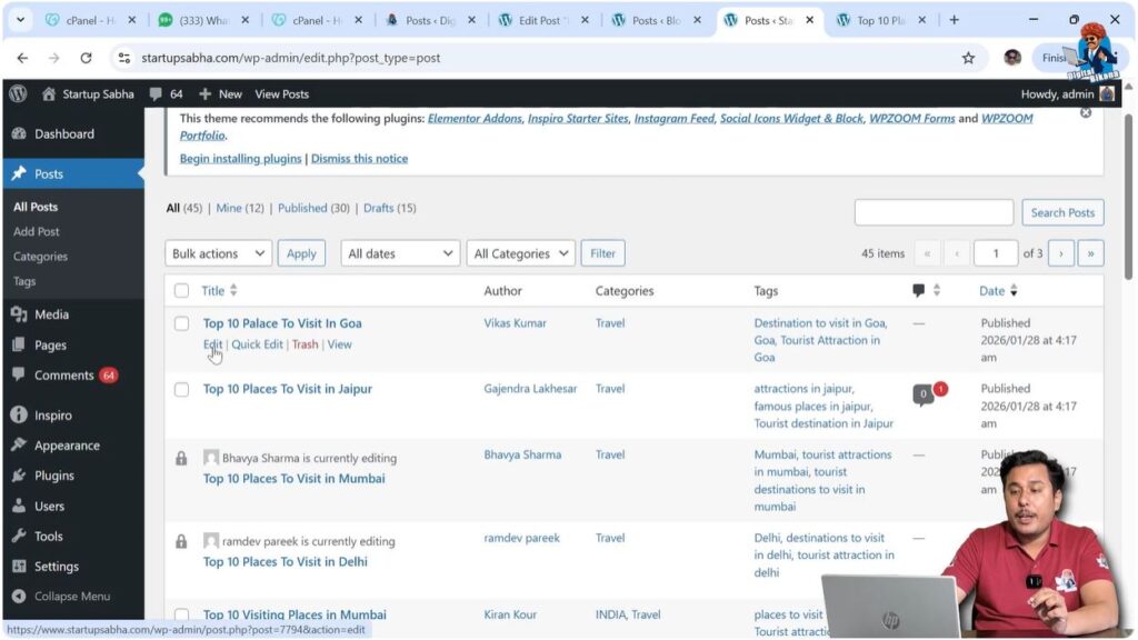 Opening the Blog Post Editor