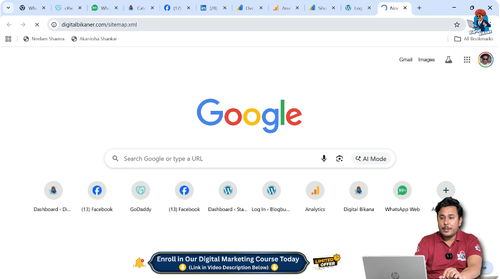 Opening the Sitemap URL