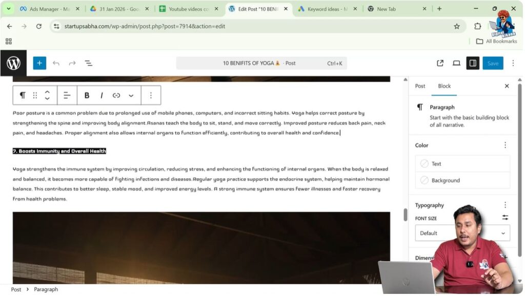 Place Cursor at the End of the Paragraph