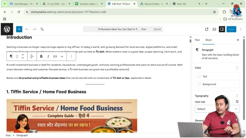 Place Cursor at the End of the Paragraph