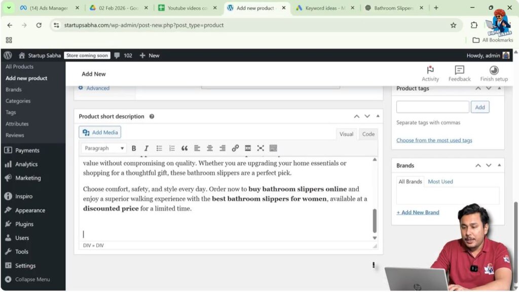 WooCommerce product short description text box below main editor