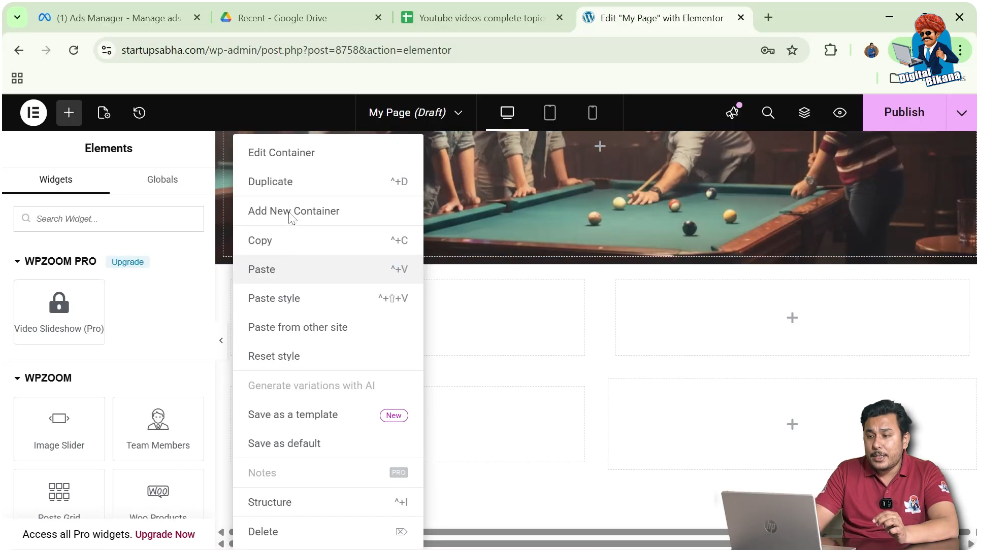 Right Click the Container