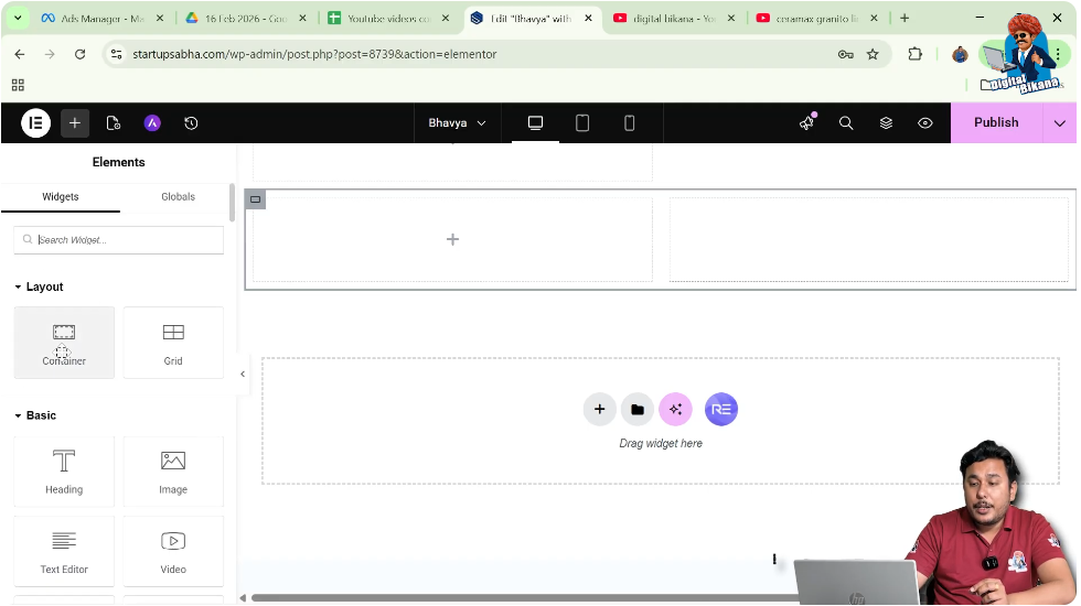 Search for Container Widget