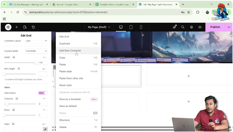 Select Add New Container