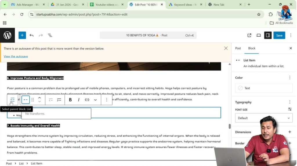 Select Parent Block List