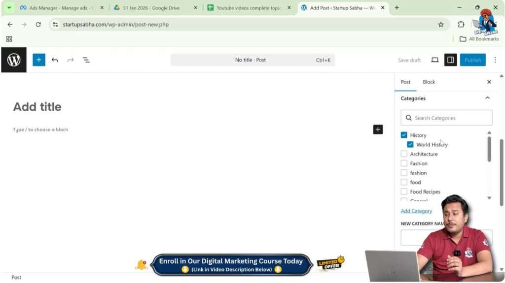Selecting an Existing Category