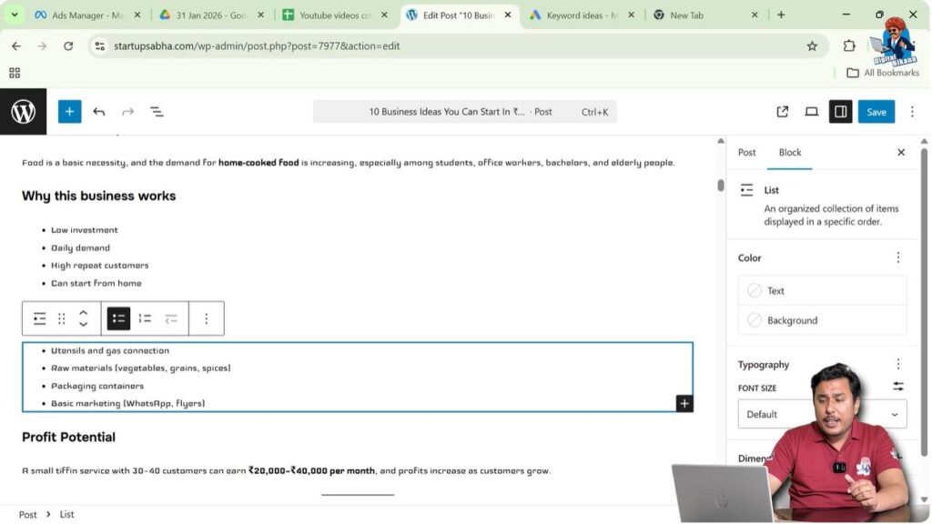 Selecting full block in WordPress editor to rearrange content