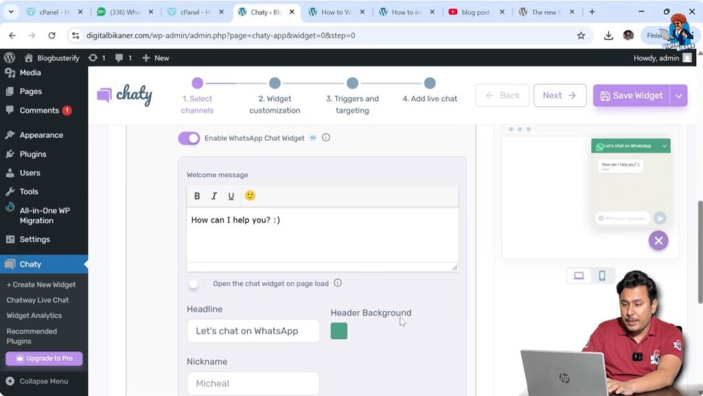 Setting Welcome Message