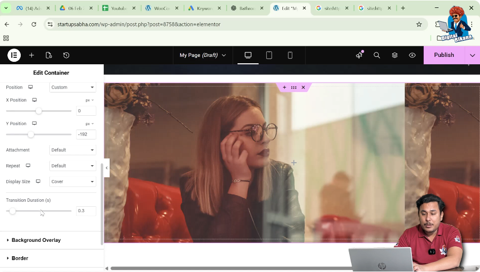 Setting hover transition duration for image effect in Elementor