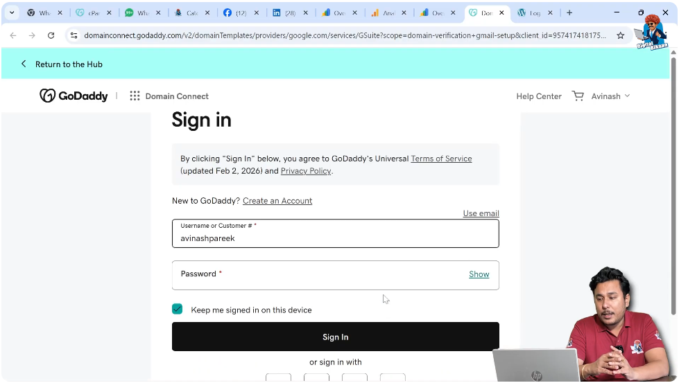 Signing in to Your Domain Provider