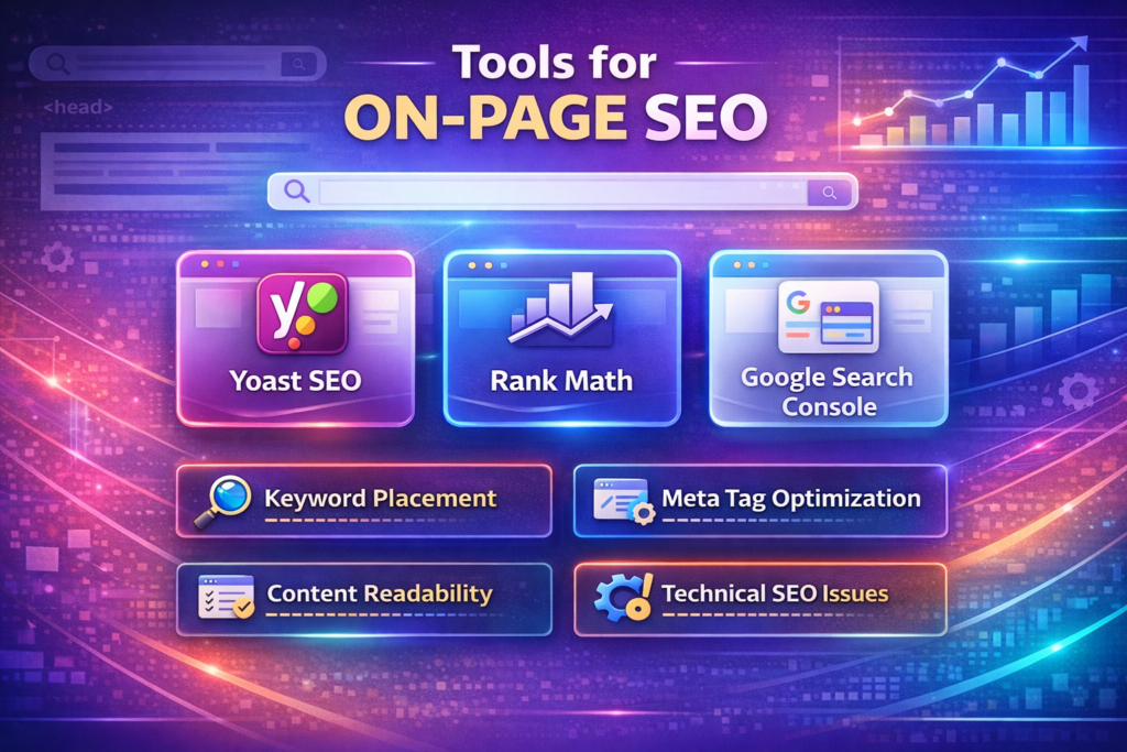 Yoast SEO and Rank Math plugin dashboard inside WordPress