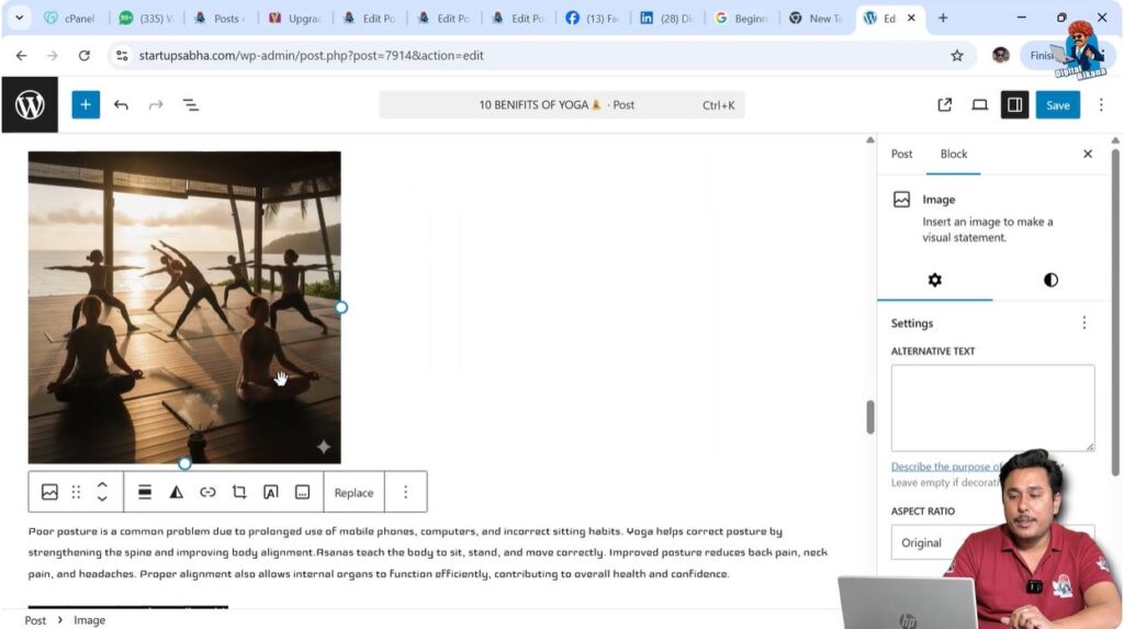 Reduced size image example in WordPress blog post