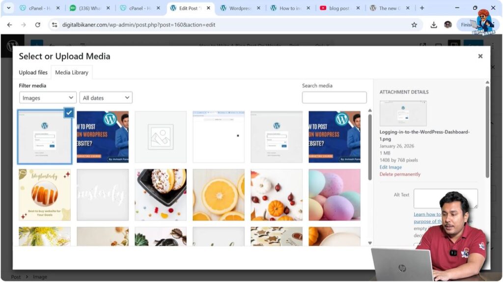 Selecting image from media library