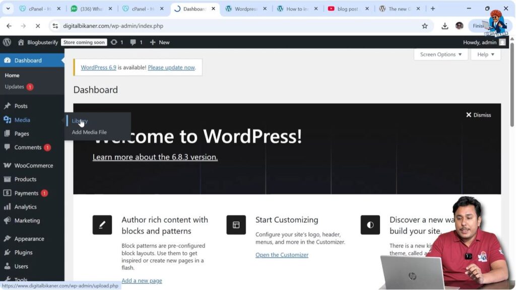 Selecting image from media library to add alt text in WordPress