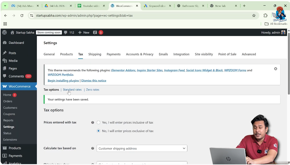 click on Standard Rates