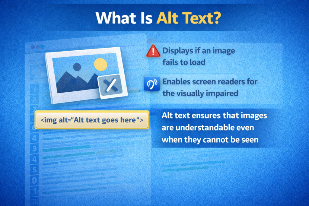 HTML code example showing alt text inside image tag