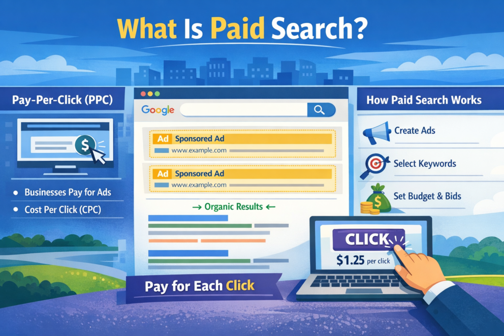 Google search results with ads marked as sponsored at the top