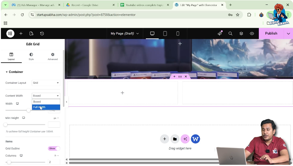 Change Content Width
