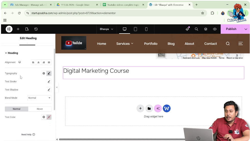 Locate Typography Section