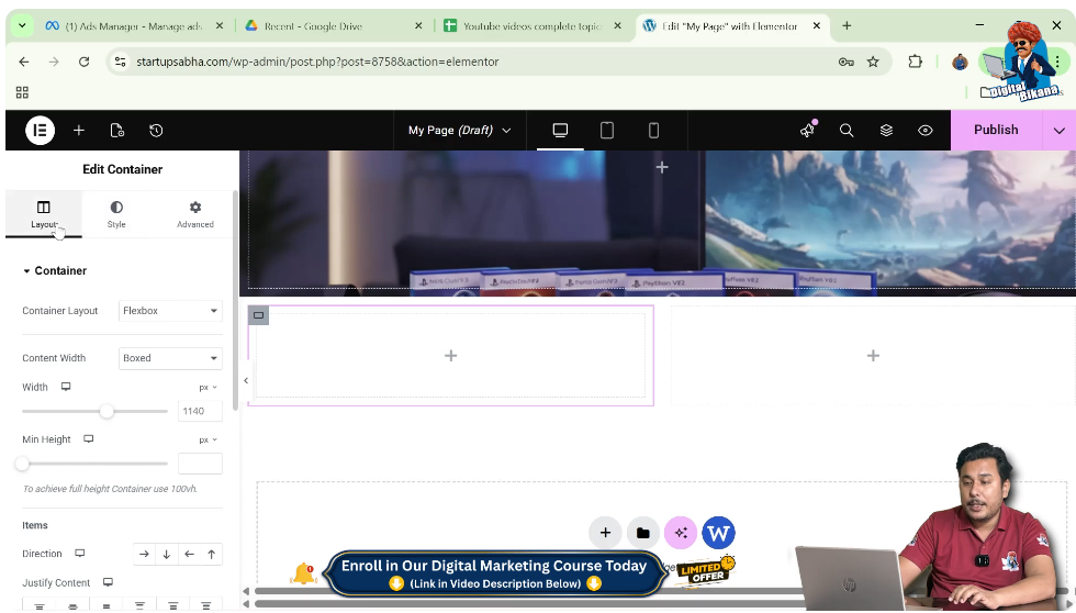 Open Layout Settings