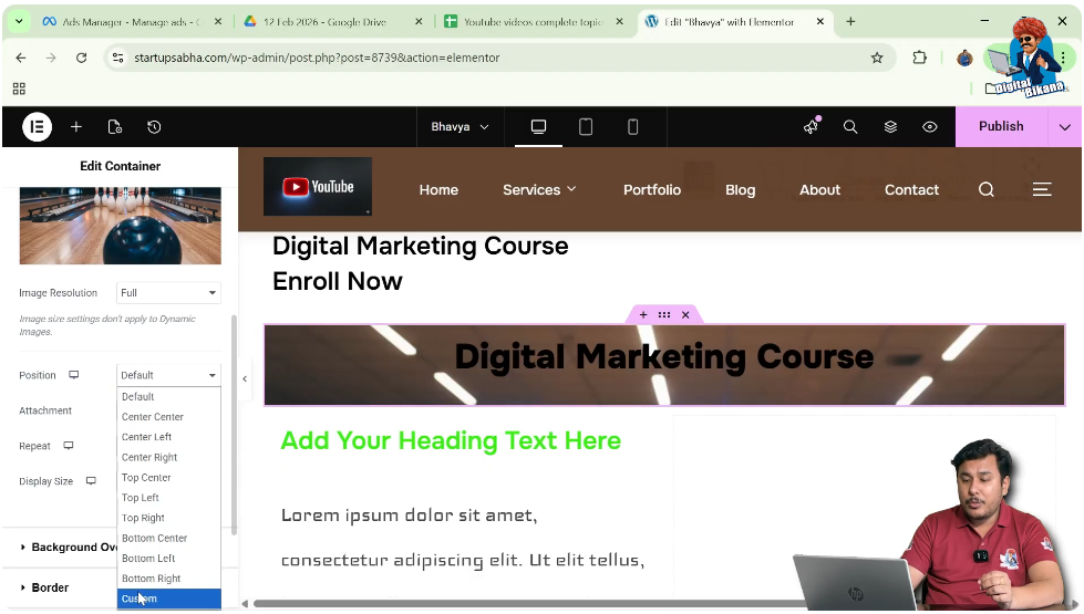 Select Position as Custom